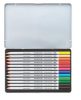 STAEDTLER Akvarell ceruza készlet, hatszögletű, fém doboz, STAEDTLER "Karat® aquarell 125", 12 különböző szín