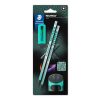 STAEDTLER Grafitceruza készlet, hegyezővel, radírral, HB, STAEDTLER "Norix® 181", franciazöld