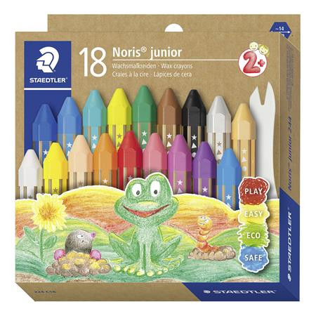 STAEDTLER Zsírkréta, vastag, hatszögletű, STAEDTLER "Noris Junior 224", 18 különböző szín