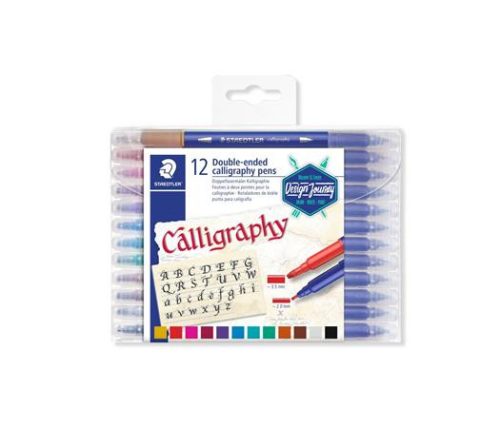 STAEDTLER Kalligrafikus marker készlet, 2,0/3,5 mm, kétvégű, STAEDTLER "3005", 12 szín