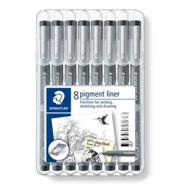   STAEDTLER Tusfilc készlet, 8 különböző vonalvastagság, STAEDTLER "Pigment liner 308", fekete