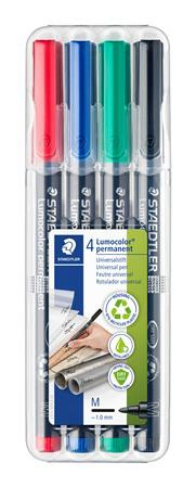 STAEDTLER Alkoholos marker készlet, OHP, 1 mm, STAEDTLER "Lumocolor® 317 M", 4 különböző szín