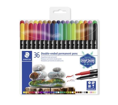 STAEDTLER Alkoholos marker készlet, 0,5/3,0 mm, kétvégű, STAEDTLER "3187", 36 különböző szín