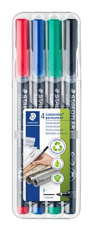 STAEDTLER Alkoholos marker készlet, OHP, 0,6 mm, STAEDTLER "Lumocolor® 318 F", 4 különböző szín