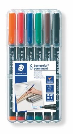 STAEDTLER Alkoholos marker készlet, OHP, 0,6 mm, STAEDTLER "Lumocolor® 318 F", 6 különböző szín