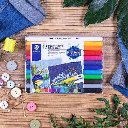 STAEDTLER Textilfilc, kétvégű, STAEDTLER® "3190", 12 különböző szín