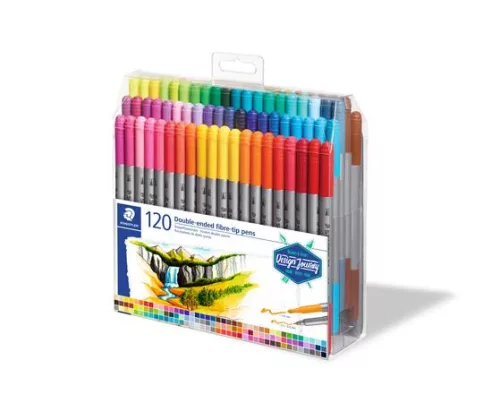 STAEDTLER Filctoll készlet, 0,8/3,0 mm, kétvégű, STAEDTLER® "3200", 120 különböző szín