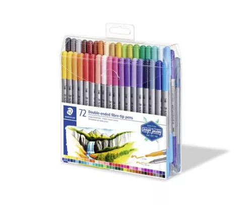 STAEDTLER Filctoll készlet, 0,8/3,0 mm, kétvégű, STAEDTLER® "3200", 72 különböző szín
