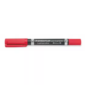   STAEDTLER Alkoholos marker, 0,6/1,5 mm, kúpos, kétvégű, STAEDTLER "Lumocolor® duo 348", piros