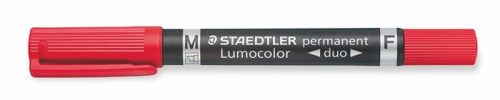 STAEDTLER Alkoholos marker, 0,6/1,5 mm, kúpos, kétvégű, STAEDTLER "Lumocolor® duo 348", piros