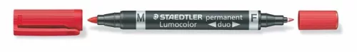 STAEDTLER Alkoholos marker, 0,6/1,5 mm, kúpos, kétvégű, STAEDTLER "Lumocolor® duo 348", piros