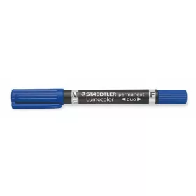   STAEDTLER Alkoholos marker, 0,6/1,5 mm, kúpos, kétvégű, STAEDTLER "Lumocolor® duo 348", kék