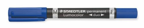 STAEDTLER Alkoholos marker, 0,6/1,5 mm, kúpos, kétvégű, STAEDTLER "Lumocolor® duo 348", kék