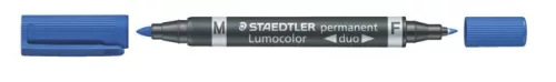 STAEDTLER Alkoholos marker, 0,6/1,5 mm, kúpos, kétvégű, STAEDTLER "Lumocolor® duo 348", kék