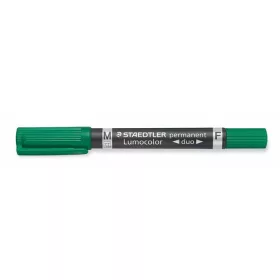   STAEDTLER Alkoholos marker, 0,6/1,5 mm, kúpos, kétvégű, STAEDTLER "Lumocolor® duo 348", zöld
