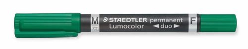 STAEDTLER Alkoholos marker, 0,6/1,5 mm, kúpos, kétvégű, STAEDTLER "Lumocolor® duo 348", zöld