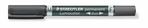 STAEDTLER Alkoholos marker, 0,6/1,5 mm, kúpos, kétvégű, STAEDTLER "Lumocolor® duo 348", fekete