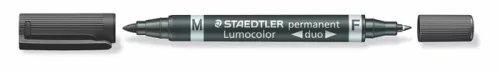 STAEDTLER Alkoholos marker, 0,6/1,5 mm, kúpos, kétvégű, STAEDTLER "Lumocolor® duo 348", fekete
