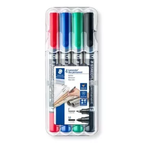   STAEDTLER Alkoholos marker készlet, 0,6/1,5 mm, kúpos, kétvégű, STAEDTLER "Lumocolor® duo 348", 4 különböző szín