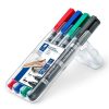 STAEDTLER Alkoholos marker készlet, 0,6/1,5 mm, kúpos, kétvégű, STAEDTLER "Lumocolor® duo 348", 4 különböző szín