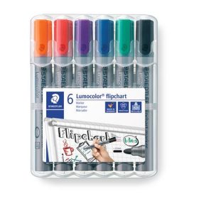   STAEDTLER Flipchart marker készlet, 2 mm, kúpos, STAEDTLER "Lumocolor 356", 6 különböző szín