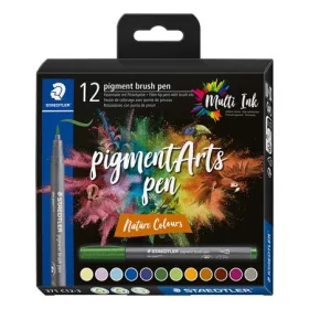   STAEDTLER Ecsetirón készlet, STAEDTLER "Pigment brush 371", 12 különböző természeti szín