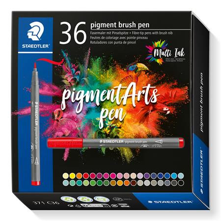 STAEDTLER Ecsetirón készlet, STAEDTLER "Pigment brush 371", 36 különböző szín