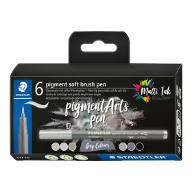   STAEDTLER Ecsetirón készlet, STAEDTLER "Pigment 372", 6 különböző fekete és szürke árnyalat