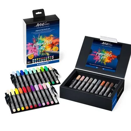 STAEDTLER Ecsetirón készlet, STAEDTLER "Pigment big brush 373", 30 különböző szín