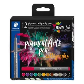   STAEDTLER Kalligrafikus filctoll készlet, 2 mm, STAEDTLER "Pigment 375", 12 különböző szín