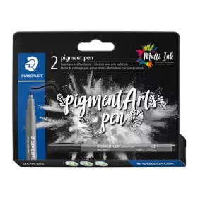   STAEDTLER Filctoll, 1 mm, kúpos, 2 db, STAEDTLER® "Pigment pen 376", intenzív fekete