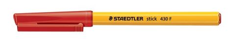 STAEDTLER Golyóstoll, 0,3 mm, kupakos, STAEDTLER "Stick 430 F", piros