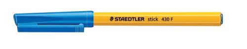 STAEDTLER Golyóstoll, 0,3 mm, kupakos, STAEDTLER "Stick 430 F", kék