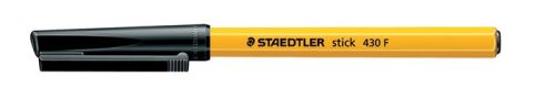 STAEDTLER Golyóstoll, 0,3 mm, kupakos, STAEDTLER "Stick 430 F", fekete