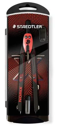 STAEDTLER Körző készlet, precíziós, 3 darabos, STAEDTLER "Norix® 555", piros