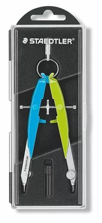 STAEDTLER Körző készlet, precíziós, 2 darabos, STAEDTLER "Mars Comfort 556", neon kék/zöld