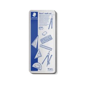   STAEDTLER Matematikai készlet, fém dobozban, 10 darabos, vonalzóval, körzővel és kiegészítőkkel, STAEDTLER® "557 10"