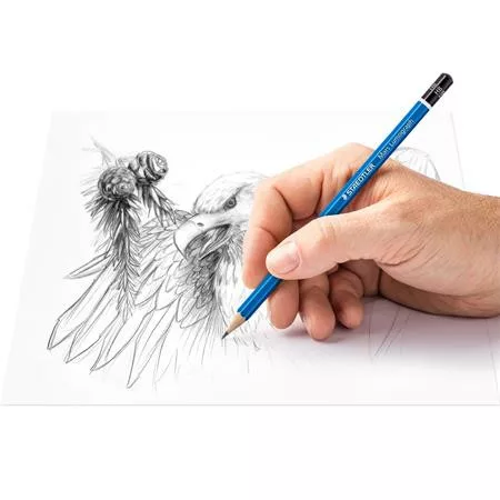 STAEDTLER Grafitceruza készlet, hegyezővel, radírral, hatszögletű, STAEDTLER "Mars Lumograph 100", 6 különböző keménység