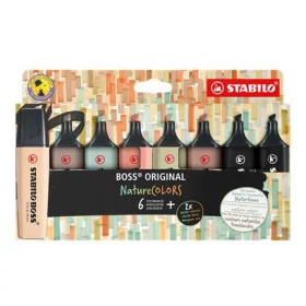   STABILO Szövegkiemelő készlet, 2-5 mm, STABILO "BOSS original NatureCOLORS", 6 különböző szín + 2 fekete