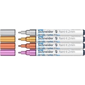   SCHNEIDER Metálfényű marker készlet, 2 mm, SCHNEIDER "Paint-It 011", 4 különböző szín