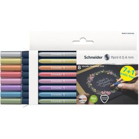   SCHNEIDER Metálfényű rollertoll készlet, 0,4 mm, SCHNEIDER "Paint-It 050" 8 különböző szín