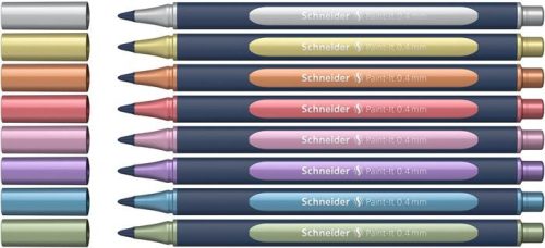 SCHNEIDER Metálfényű rollertoll készlet, 0,4 mm, SCHNEIDER "Paint-It 050" 8 különböző szín