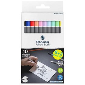   SCHNEIDER Ecsetirón készlet, hajlékony heggyel, SCHNEIDER "Paint-It 070", 10 különböző szín