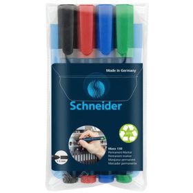   SCHNEIDER Alkoholos marker készlet, 1-3 mm, kúpos, SCHNEIDER "Maxx 130", 4 különböző szín