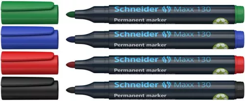 SCHNEIDER Alkoholos marker készlet, 1-3 mm, kúpos, SCHNEIDER "Maxx 130", 4 különböző szín