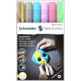   SCHNEIDER Dekormarker készlet, akril, 2 mm, SCHNEIDER "Paint-It 310", 6 különböző szín