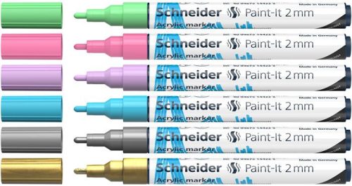 SCHNEIDER Dekormarker készlet, akril, 2 mm, SCHNEIDER "Paint-It 310", 6 különböző szín