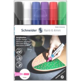   SCHNEIDER Dekormarker készlet, akril, 4 mm, SCHNEIDER "Paint-It 320", 6 különböző szín