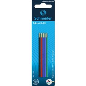   SCHNEIDER Golyóstollbetét, 0,5 mm, SCHNEIDER "Take 4", 4 különböző szín