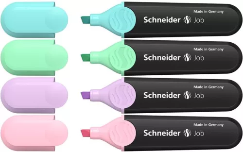SCHNEIDER Szövegkiemelő készlet, 1-5 mm, SCHNEIDER "Job Pastel", 4 különböző pasztell szín